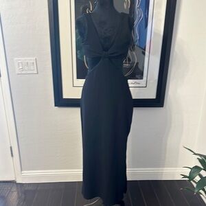 Black Sheath V-Neck 3/4 Sleeve Cocktail Dress